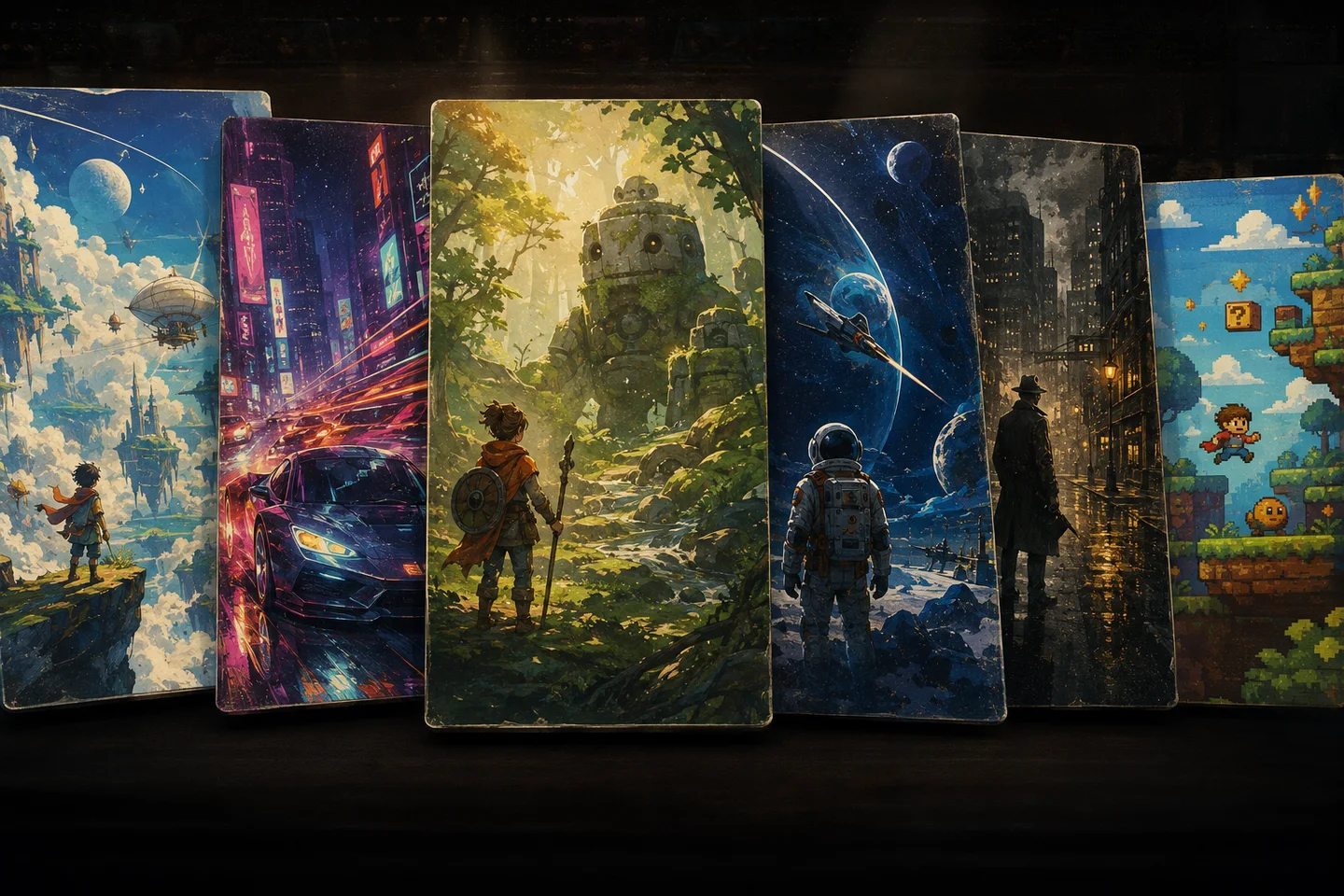 Game world paired with a cinematic music theme