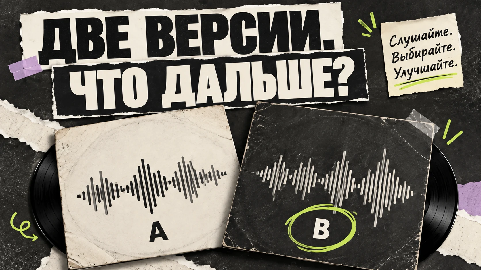 Две версии песни и выбор следующего шага: пластинки A и B.
