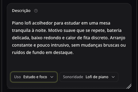 Campo real de descrição lofi com uma ideia de piano para estudo