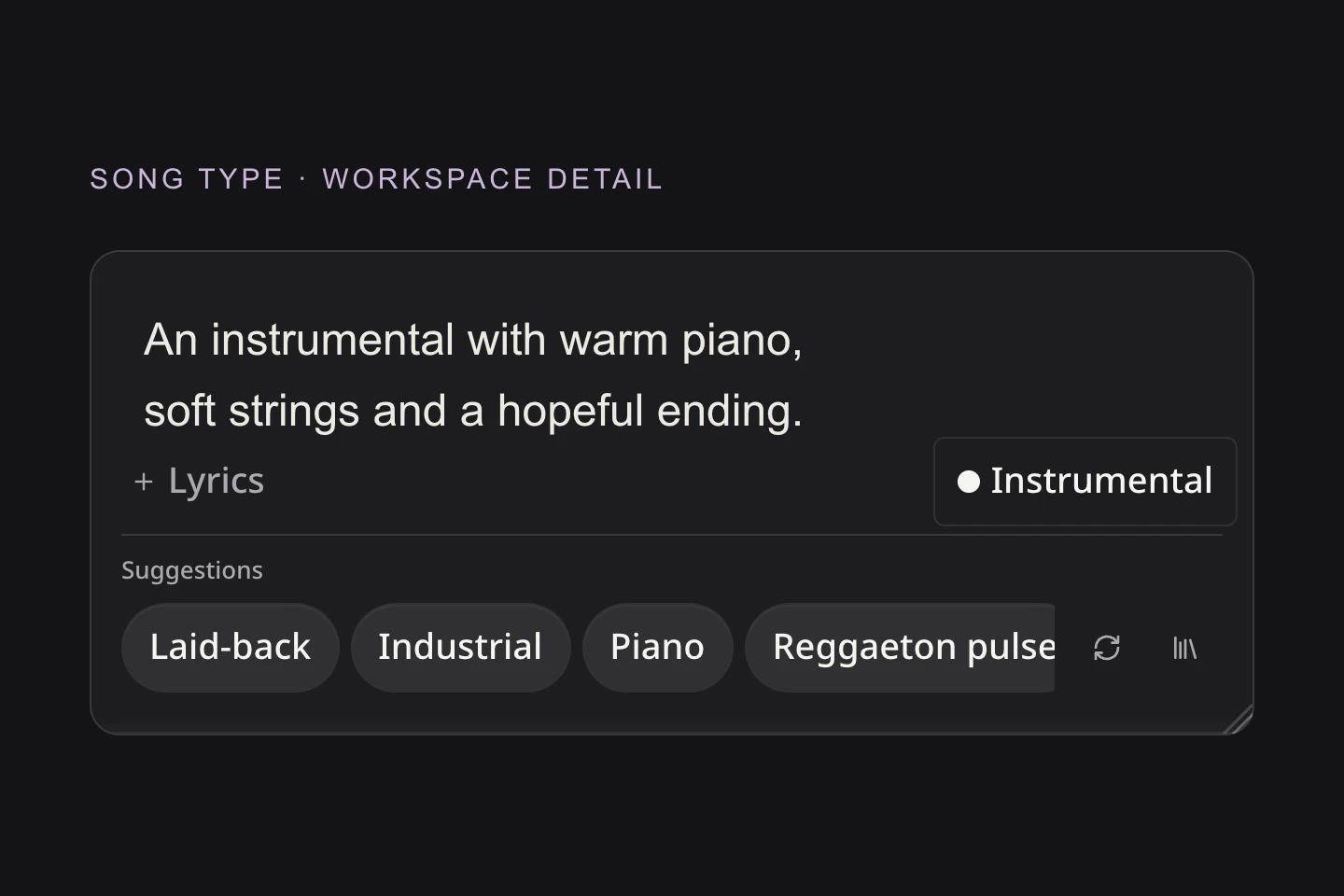 Current Instrumental control selected beside an original demonstration prompt