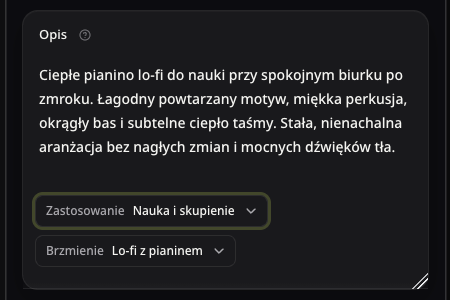 Rzeczywiste pole opisu lo-fi z pomysłem na pianino do nauki