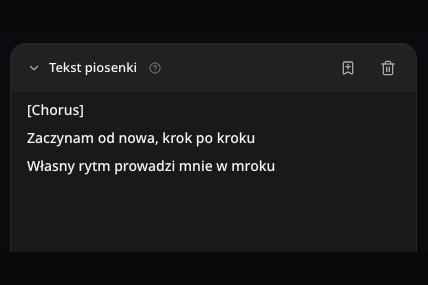 Rzeczywiste pole tekstu z wpisanym polskim refrenem