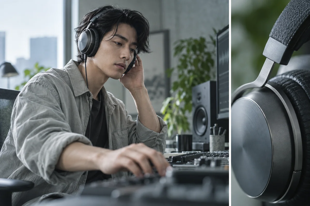 A music editor listening carefully across a transition