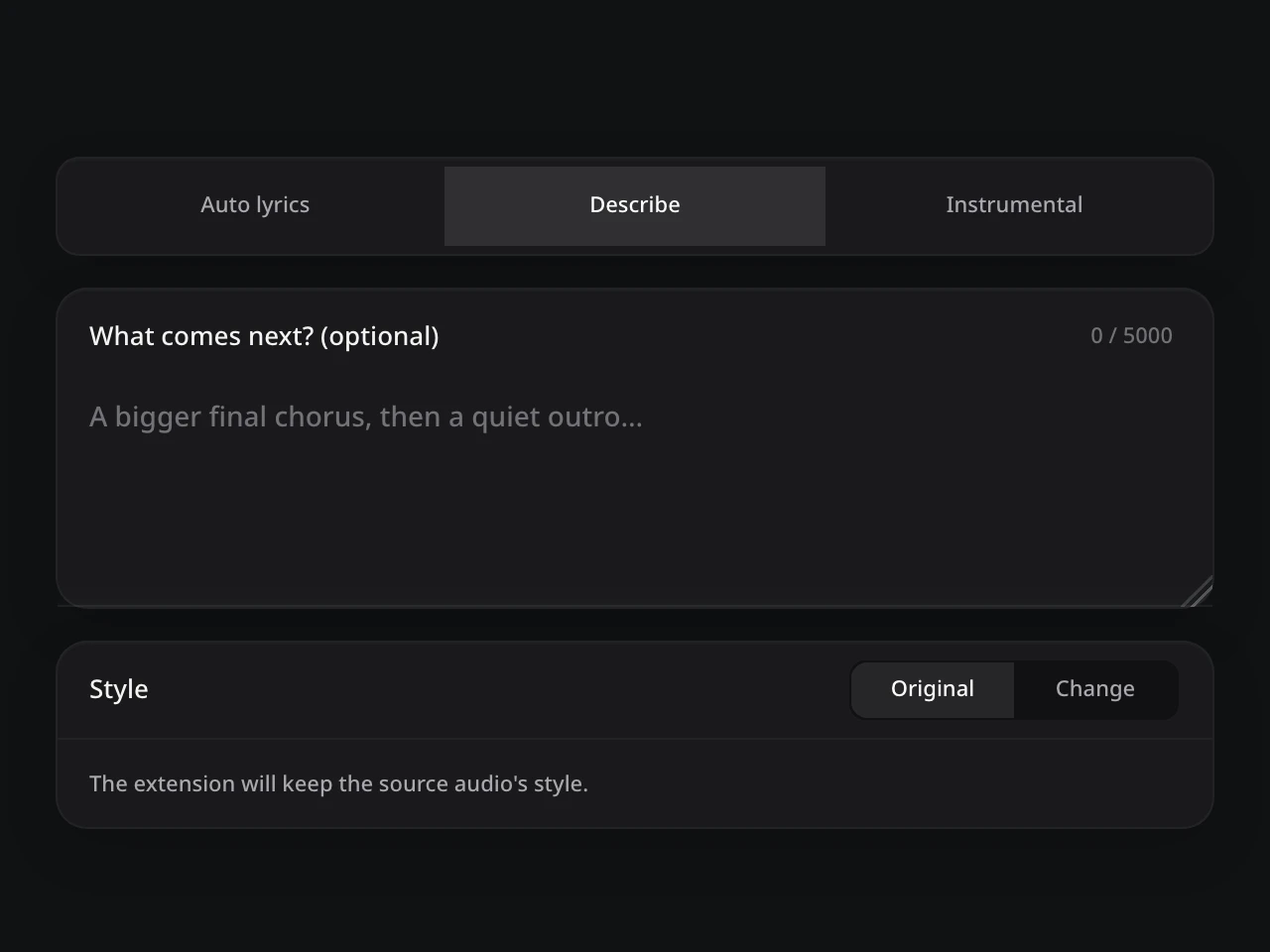 Music Extender: actual direction controls UI