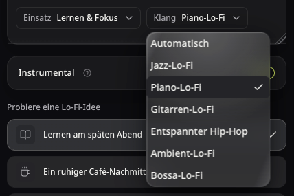 Echte Felder für Einsatz und Klang bei eingeschaltetem Instrumental
