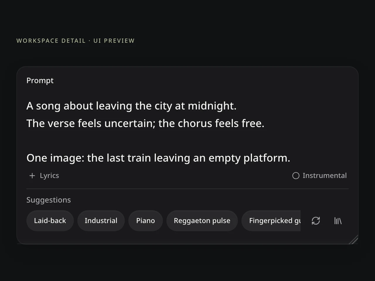 Text to Song: current editor with a more specific creative direction