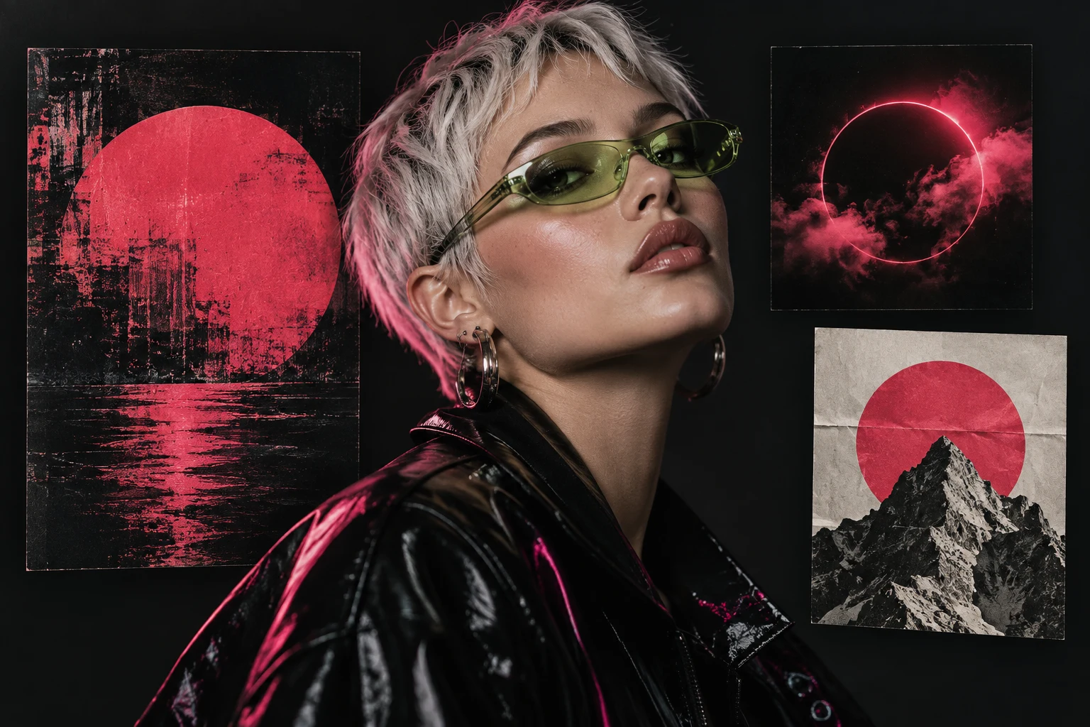 A pop portrait and three original covers built around a recurring visual motif