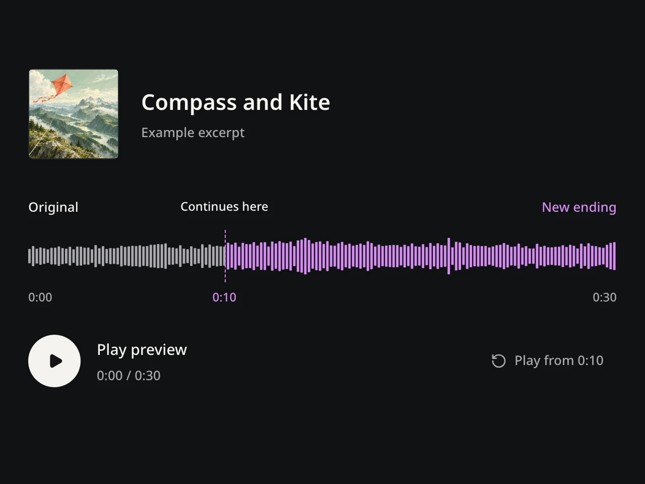 Music Extender: actual public example preview UI